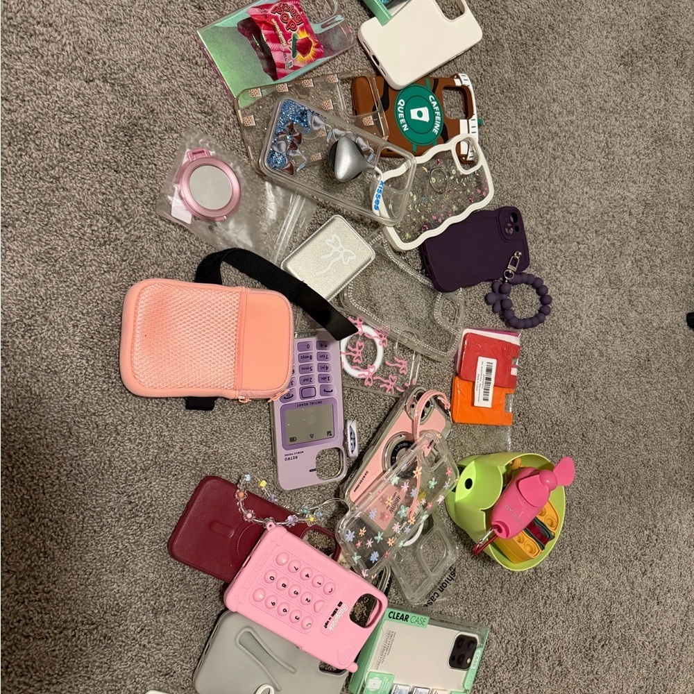 Pink and Purple Phone Accessories Set iPhone 14 max